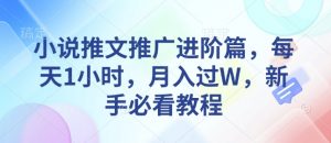 小说推文推广进阶篇,每天1小时,月入过W,新手必看教程-淘金日记