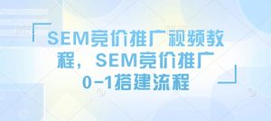 SEM竞价推广视频教程，SEM竞价推广0-1搭建流程-淘金日记