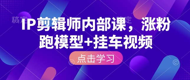 IP剪辑师内部课,涨粉跑模型+挂车视频-淘金日记
