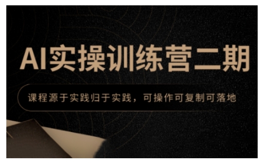 AI实操训练营二期，课程源于实践归于实践，可操作可复制可落地-淘金日记