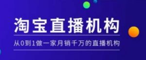 淘宝直播运营实操课【MCN机构】,从0到1做一家月销千万的直播机构-淘金日记