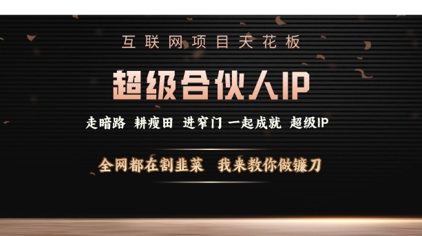互联网项目天花板，超级合伙人IP，全网都在割韭菜，我来教你做镰刀【仅揭秘】-淘金日记