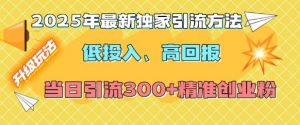2025年最新独家引流方法，低投入高回报？当日引流300+精准创业粉-淘金日记