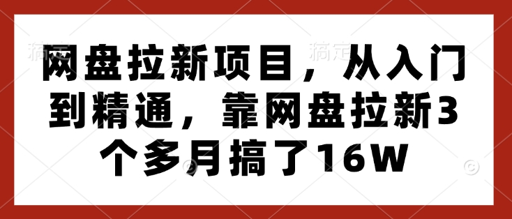 网盘拉新项目,从入门到精通,靠网盘拉新3个多月搞了16W-淘金日记