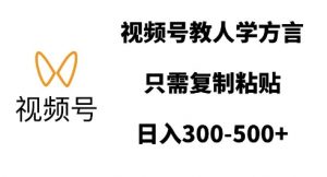 视频号教人学方言,只需复制粘贴,日入多张-淘金日记