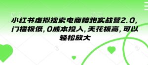 小红书虚拟搜索电商陪跑实战营2.0,门槛极低,0成本投入,天花板高,可以轻松放大-淘金日记