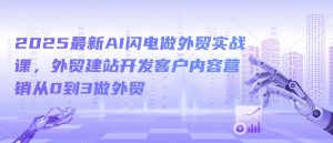 2025最新AI闪电做外贸实战课，外贸建站开发客户内容营销从0到3做外贸-淘金日记