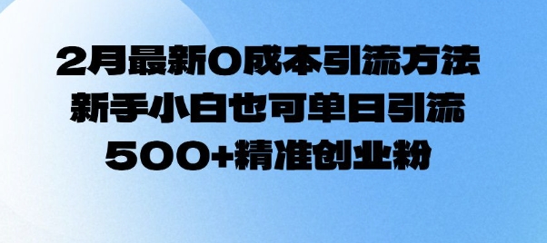 2月最新0成本引流方法,新手小白也可单日引流500+精准创业粉-淘金日记