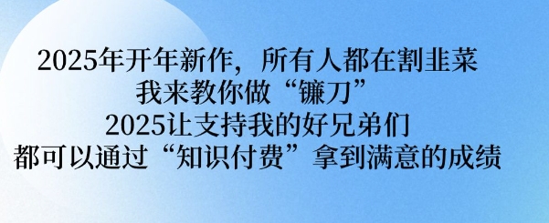 2025年开年新作,所有人都在割韭菜,我来教你做“镰刀” 2025让支持我的好兄弟们都可以通过“知识付费”拿到满意的成绩【揭秘】-淘金日记