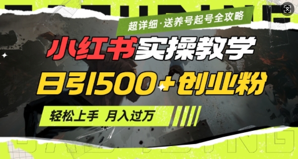2月小红书最新日引500+创业粉实操教学【超详细】小白轻松上手,月入1W+,附小红书养号起号SOP-淘金日记