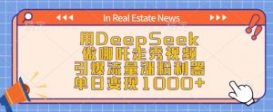 用DeepSeek做哪吒走秀视频,引爆流量涨粉利器,单日变现1k-淘金日记