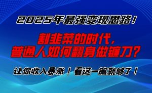 2025年最强变现思路，割韭菜的时代， 普通人如何翻身做镰刀？【揭秘】-淘金日记
