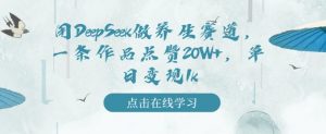用DeepSeek做养生赛道,一条作品点赞20W+,单日变现1k-淘金日记
