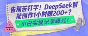 告别苦打字!DeepSeek智能创作1小时入2张?小白实操记录曝光-淘金日记