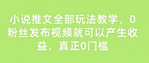 小说推文全部玩法教学,0粉丝发布视频就可以产生收益,真正0门槛-淘金日记