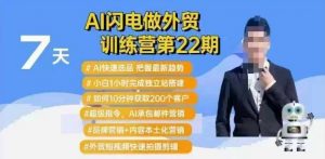 AI闪电做外贸训练营第22期:Al快速选品+小白1小时完成独立站搭建+10分钟获取200个客户等-淘金日记