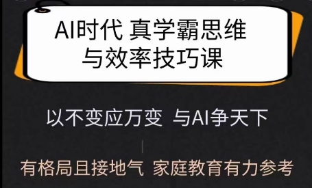 Ai时代真学霸思维与学习方法课，有格局且接地气，家庭教育有力参考-淘金日记