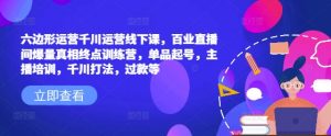 六边形运营千川运营线下课，百业直播间爆量真相终点训练营，单品起号，主播培训，千川打法，过款等-淘金日记
