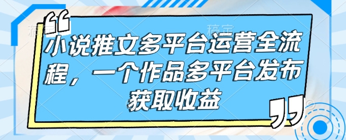 小说推文多平台运营全流程,一个作品多平台发布获取收益-淘金日记
