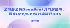全网最全的DeepSeek入门到指南,看完DeepSeek效率提升80%(建议收藏)-淘金日记