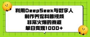 利用DeepSeek与数字人制作养宠科普视频，非常火爆的赛道，单日变现多张-淘金日记