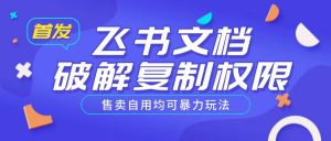 首发飞书文档破解复制权限，售卖自用均可暴力玩法-淘金日记
