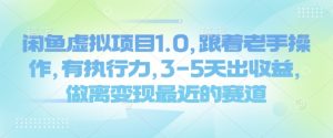 闲鱼虚拟项目1.0，跟着老手操作，有执行力，3-5天出收益，做离变现最近的赛道-淘金日记