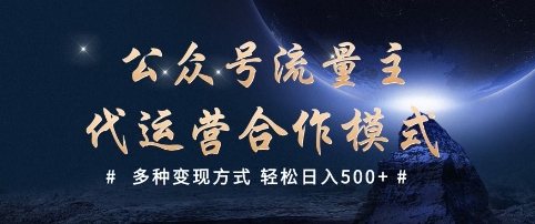公众号流量主代运营 多种变现方式 轻松日入5张【揭秘】-淘金日记