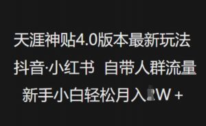 天涯神贴4.0版本最新玩法,抖音·小红书自带人群流量,新手小白轻松月入过W-淘金日记