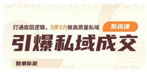 引爆私域成交力系统课,打通底层逻辑,5步3力做高质量私域-淘金日记