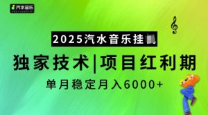 2025汽水音乐挂JI,独家技术,项目红利期,稳定月入5k【揭秘】-淘金日记