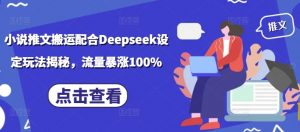 小说推文搬运配合Deepseek设定玩法揭秘,流量暴涨100%-淘金日记