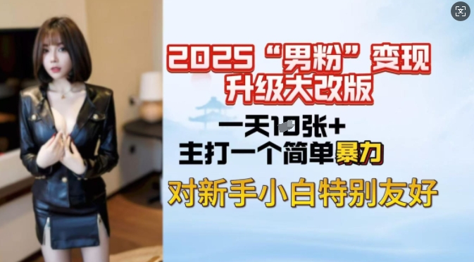2025男粉变现全新玩法升级,日入上千简简单单,小白可轻松上手-淘金日记