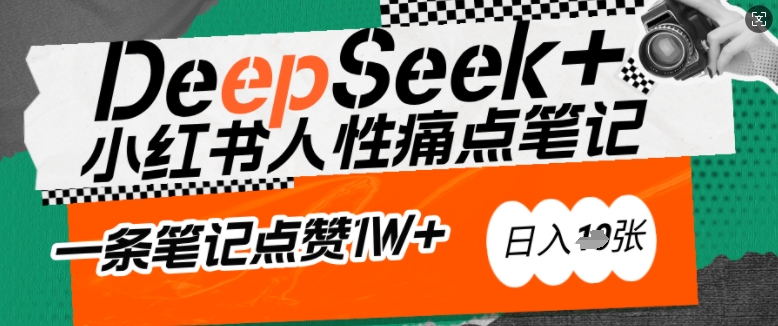 AI赋能小红书爆款秘籍:用DeepSeek轻松抓人性痛点,小白也能写出点赞破万的吸金笔记,日入多张-淘金日记