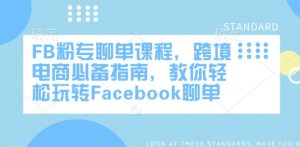 FB粉专聊单课程,跨境电商必备指南,教你轻松玩转Facebook聊单-淘金日记