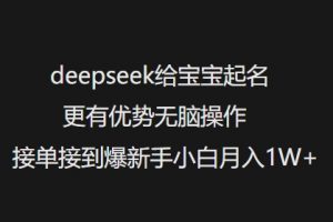 deepseek给宝宝起名更有优势无脑操作接单接到爆新手小白月入1W+-淘金日记