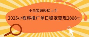 2025小程序推广单日稳定变现多张,一部手机即可操作,小白宝妈轻松上手【揭秘】-淘金日记