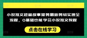 小说推文短篇故事混剪最新剪辑实操全流程,0基础也能学会小说推文教程,肯干多发日入多张-淘金日记