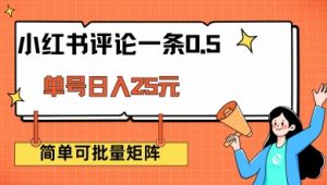 小红书评论一条0.5元 单账号一天可得25元 可矩阵操作 简单无脑靠谱【揭秘】-淘金日记