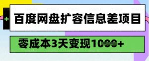 百度网盘扩容信息差项目,零成本,3天变现1k,详细实操流程-淘金日记