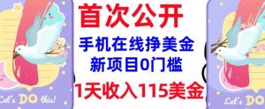 在线挣美金新项目,0门槛,1天收入115美刀,无脑操作,真正被动收入-淘金日记