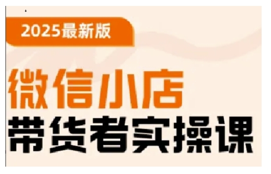 2025最新版微信小店带货者实操课,基础操作到高级运营技巧,快速上手-淘金日记