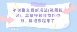 小说推文最新玩法(视频标记),单条视频收益四位数,详细教程来了-淘金日记