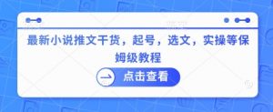 最新小说推文干货，起号，选文，实操等保姆级教程-淘金日记