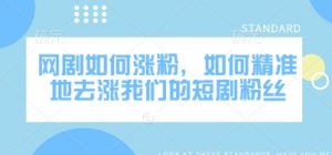 网剧如何涨粉,如何精准地去涨我们的短剧粉丝-淘金日记