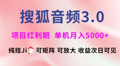 搜狐音频挂ji3.0.可矩阵可放大,独家技术,稳定月入5000+【揭秘】-淘金日记