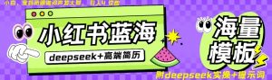 Deepseek+小红书简历蓝海赛道，24小时网盘自动发货，零成本，不限时间地点，日入四位数-淘金日记