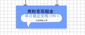 全新男粉掘金计划,升级玩法,新手轻松上手日入多张【揭秘】-淘金日记