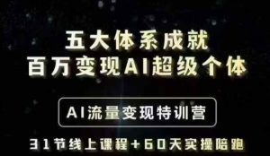 五大体系成就百万变现AI超级个体- AI流量变现特训营，一步一步教你一个人怎么年入百W-淘金日记