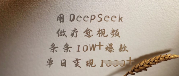用DeepSeek做疗愈视频,条条10W+爆款,单日变现多张-淘金日记
